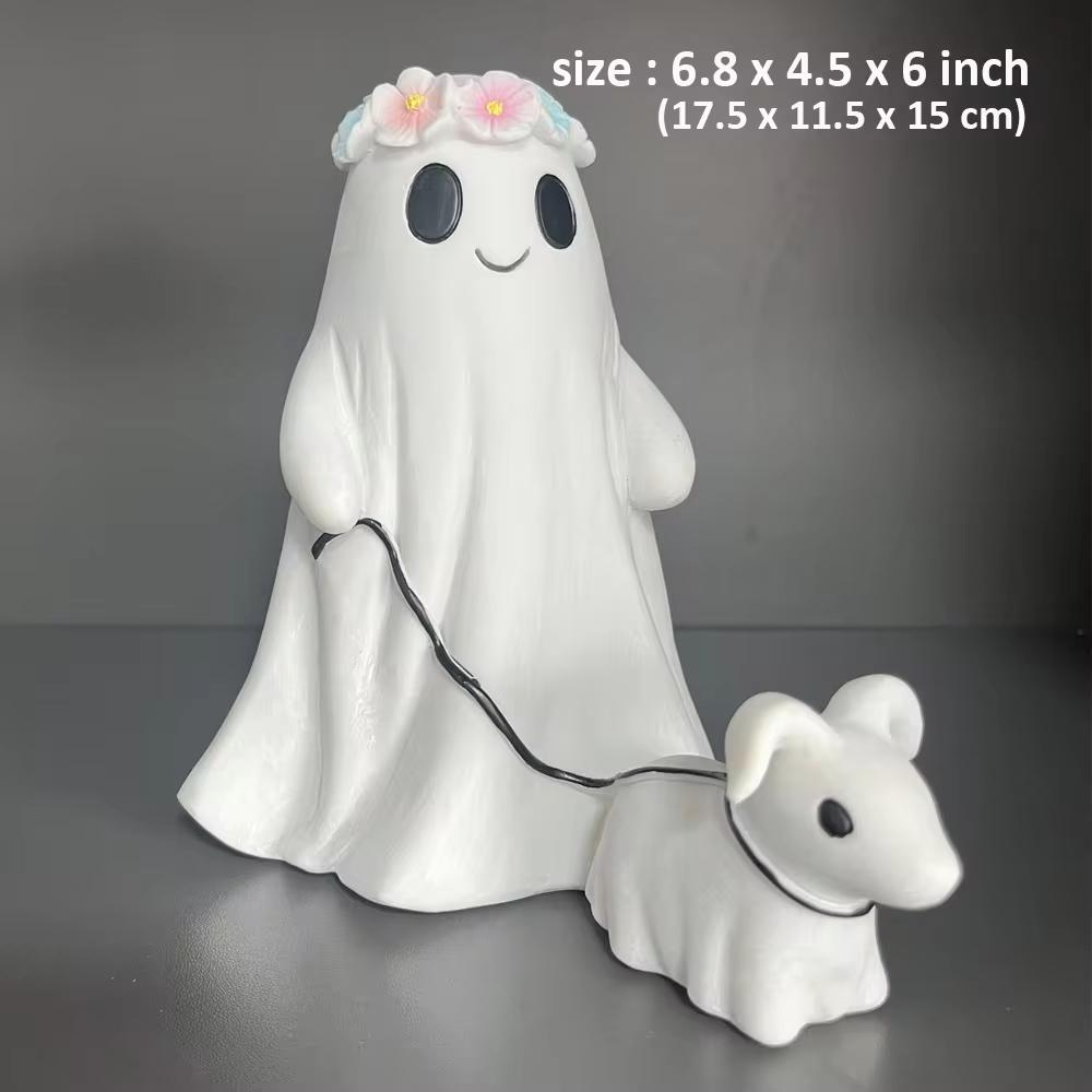15CM Halloween Ghost Walking Dog Statue Resin Halloween Figurine Halloween Decoration Ornament Holiday Gifts For Boy Girl