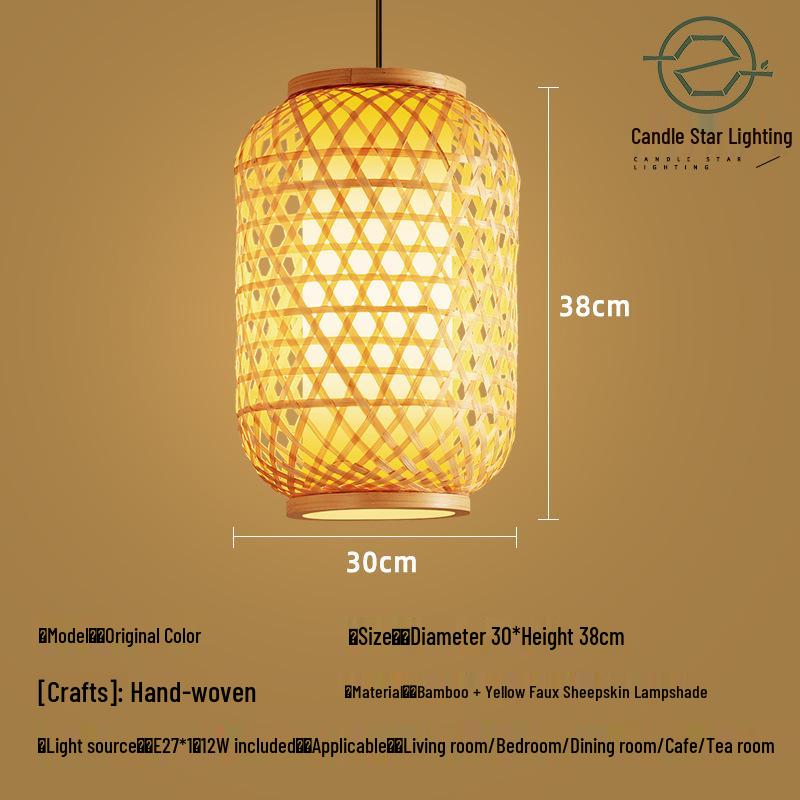 Zen Style Bamboo Rattan Pendant Light for Tea Rooms and Restaurants