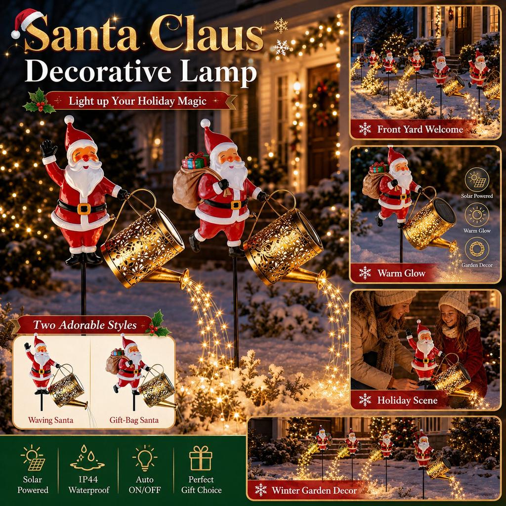 Santa Watering Can Stake Light with Effect, Outdoor Decorative Garden Light for Yard Patio