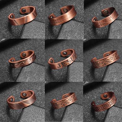 Retro Welle Kupfer Magnetischer Ring Kreative Öffnung Schmuck Zubehör für Männer Frauen Mode Multifunktional