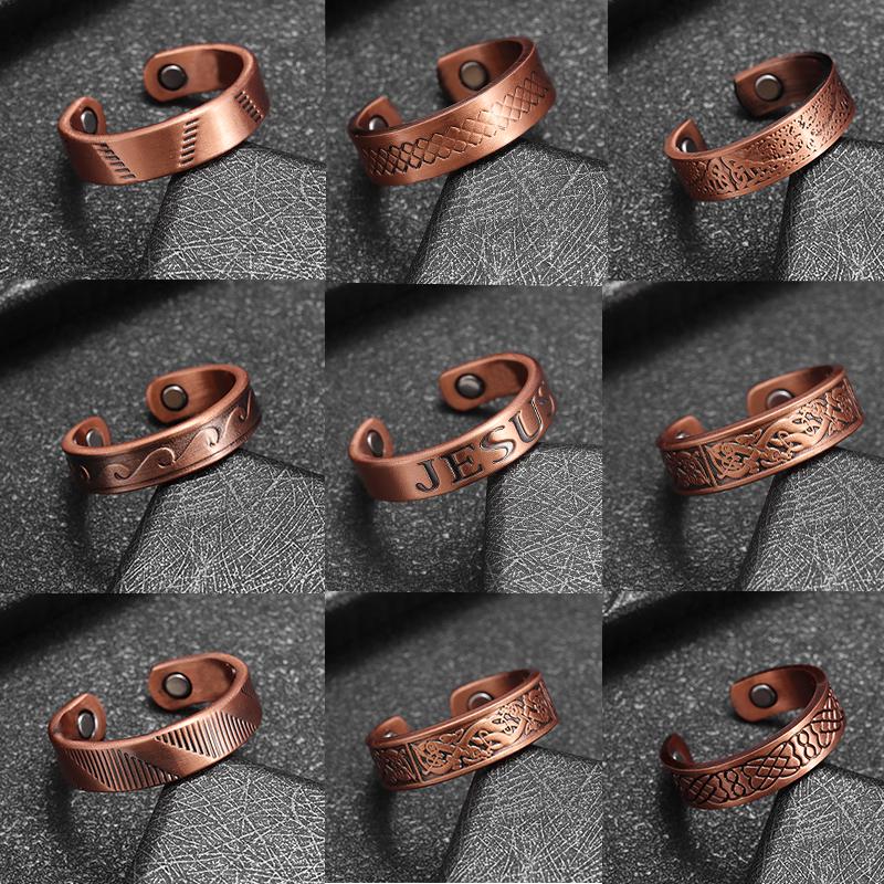 טבעת מגנטית נחושת גל רטרו פתיחה יצירתית תכשיטים אביזרים לגברים נשים אופנה רב-תכליתית