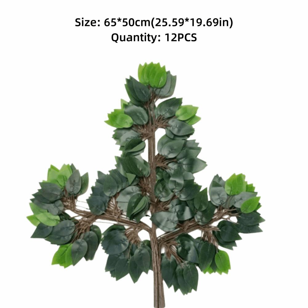 12PCS Multicolor Artificial Banyan Leaves Realistic Silk Leaves Simulated Ficus Branches Fake Banyan Tree Leaves Party Supplies
