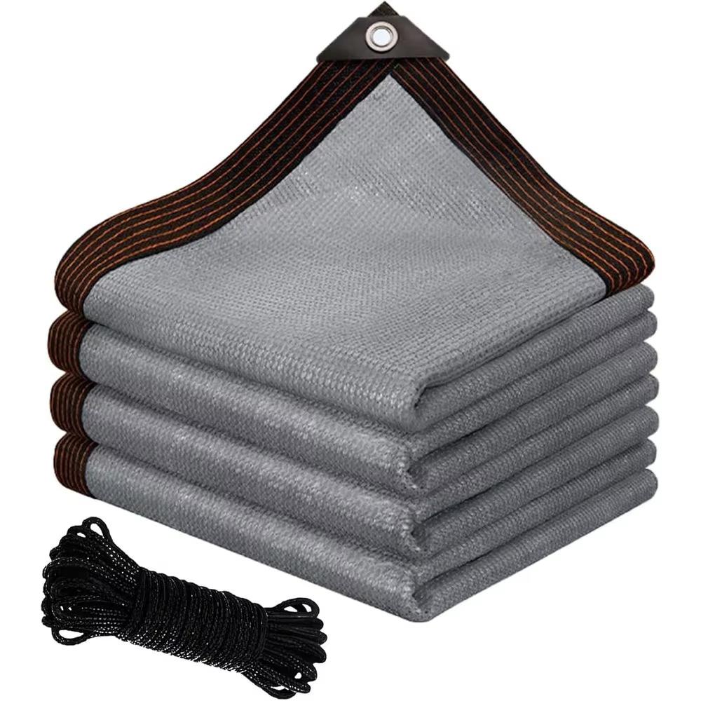 Gray Shade Netting Sunshade and Heat Insulation Netting, Denser, Thicker and Breathable Shade Netting for Rooftops Outdoor Yard