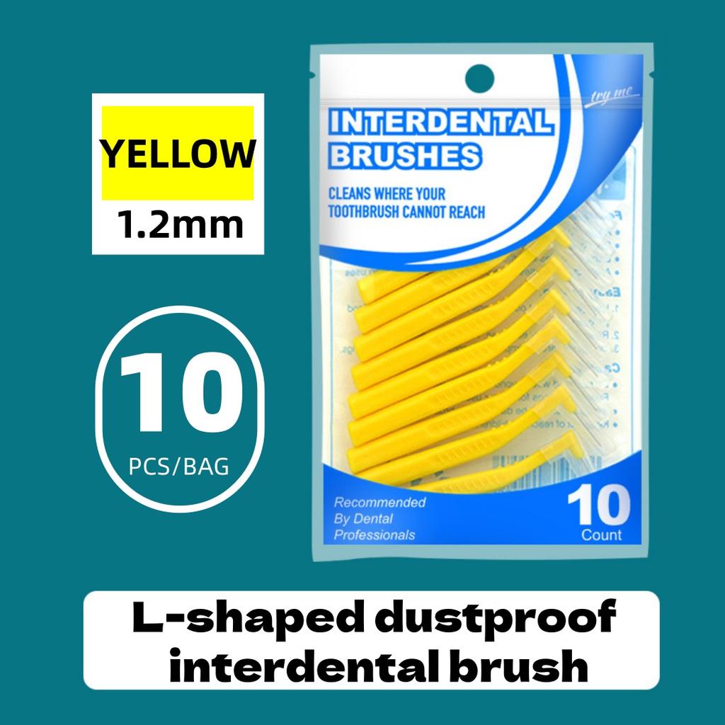YS00259-10pcs L-shaped Interdental Brushes, Disposable/General-Purpose Packaging for Export