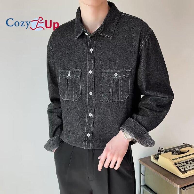 Cămașă emblematică pentru bărbați Cozy Up, cu ajustare regulată, din denim