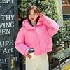 Women Autumn Winter Warm Thickened Cotton Padded Hooded Coat Solid Color Outwear Jacket