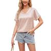 Women's Fashion Summer Casual Leopard Print Short Sleeve V-Neck T-shirts and Tops