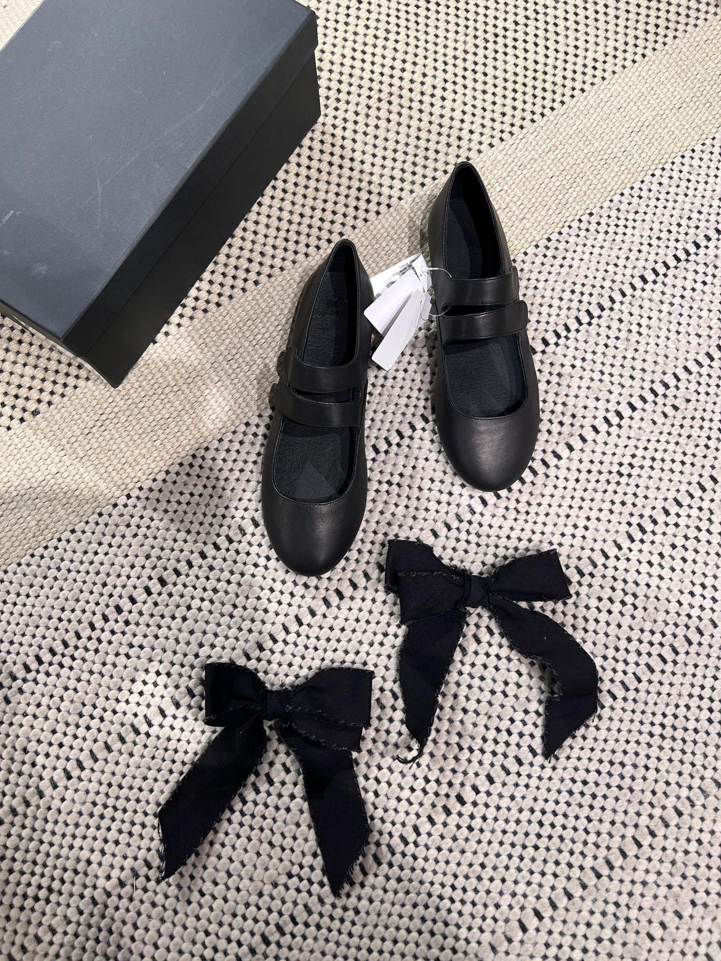 

Leather retro niche removable bow strap two wear flat ballet shoes women s spring and autumn Mary Jane single shoes 40 чёрный