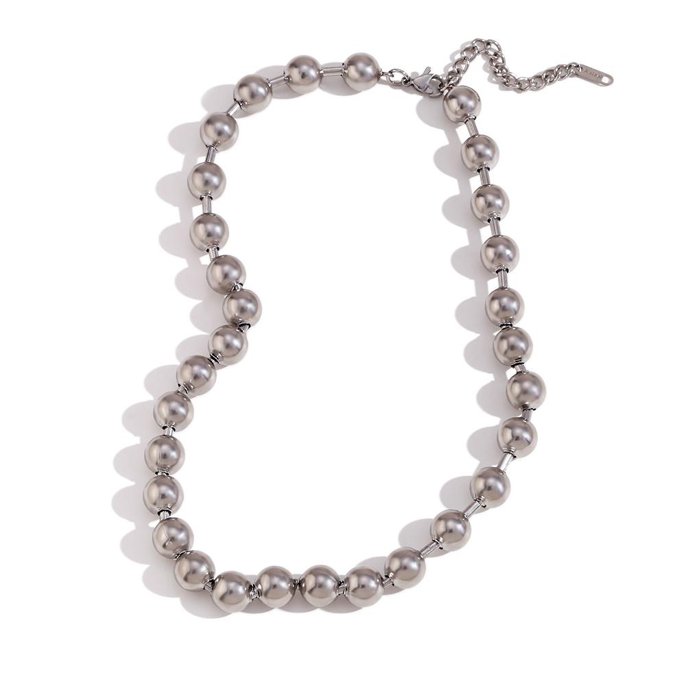 

Punk Hip Hop 47CM Gold Silver Color Beads Necklace Men Stainless Steel Luxury High Quality Waterproof Necklace Jewelry For Women 47cm серебряный