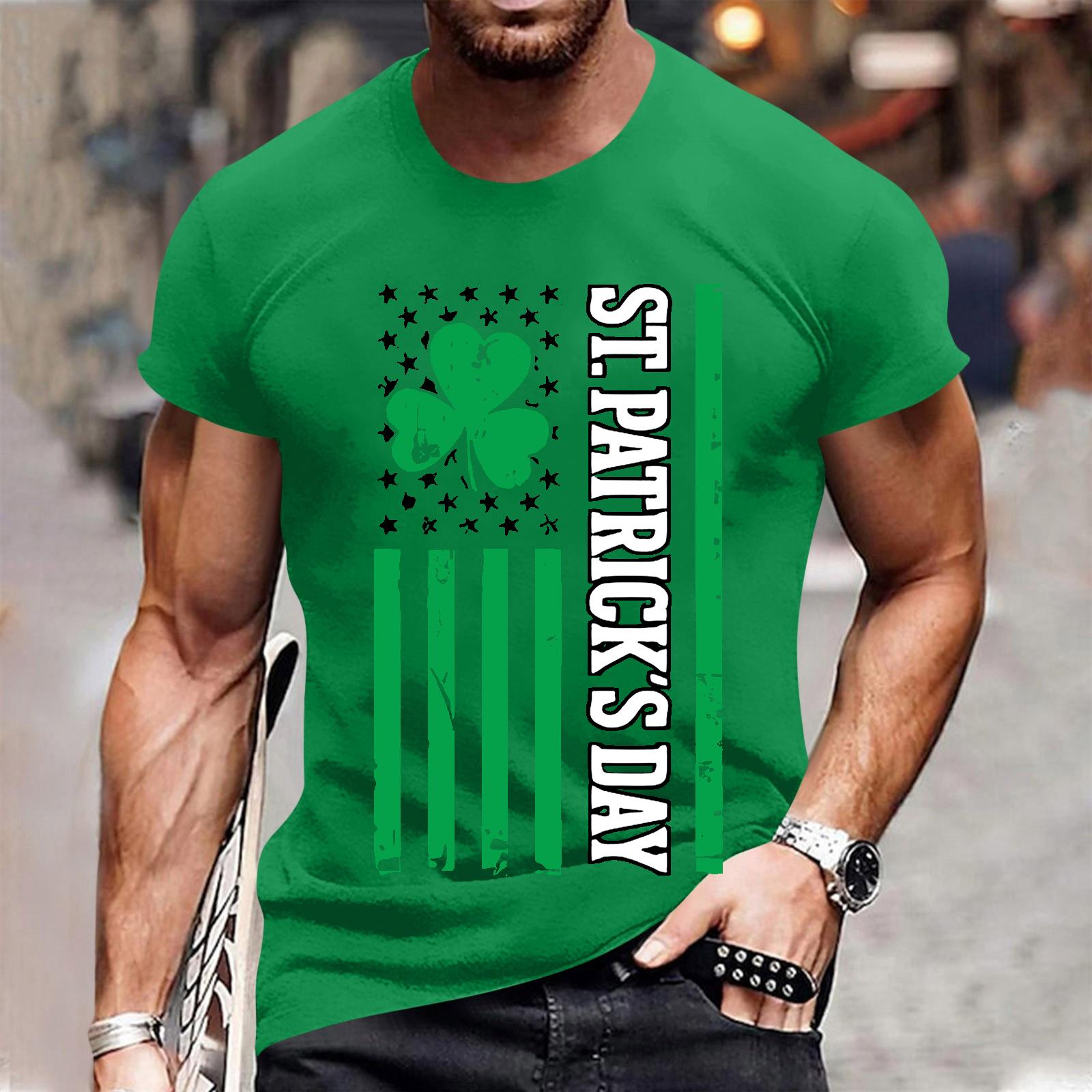 

Men s Popular T-shirt Printed Round Neck Short Sleeve T-shirt XL зелений