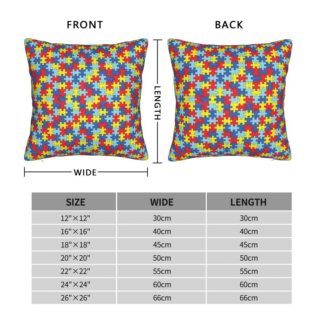 Pillow Case Autism Puzzle Pieces Colorful Design Pillow Cover For Sofa Car Home Decor Vintage Pillowcases