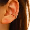Clip per orecchio retrò francese a doppio strato in lega senza buco: Ear Cuff Semplice da Donna, Stile Freddo, di Nicchia Coreano, Temperamento