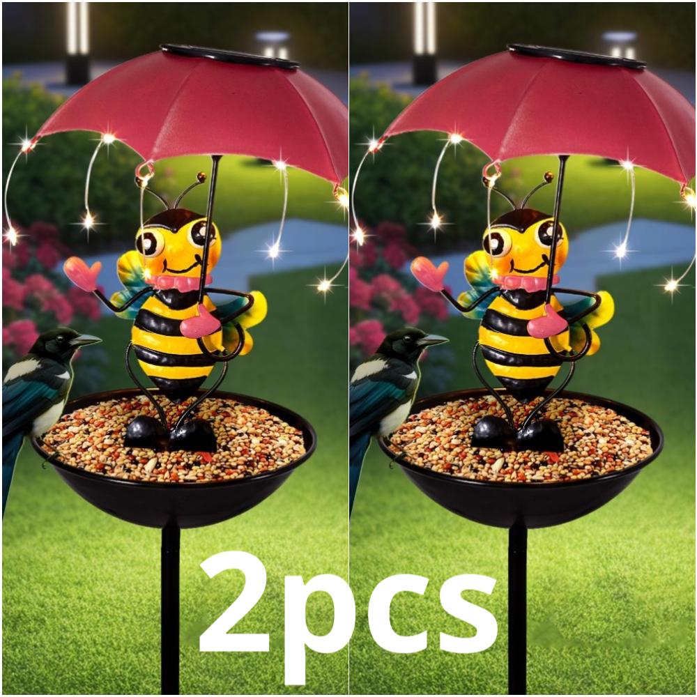 2 STÜCKE/3 STÜCKE Outdoor Eisen wasserdichte Statue Licht Simulation Tier Solarleuchte mit Biene und Flamingo Frosch und Kolibri Futterspender Funktion, Dekoration