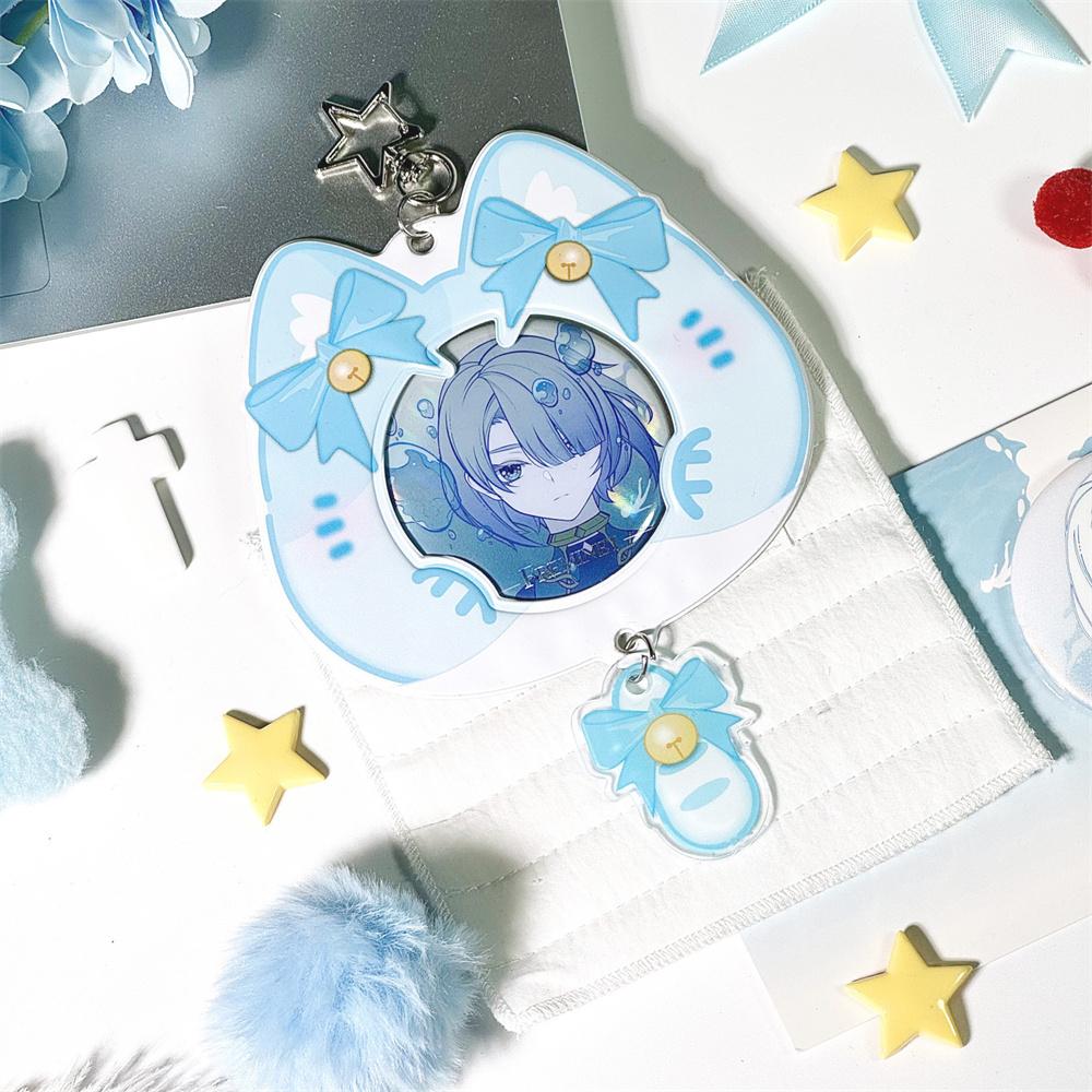 Cat Bow PVC Photocard Holder ID Card Badge Holder Photo Card Holders Transparent Display Protective Cover Backpack Pendant