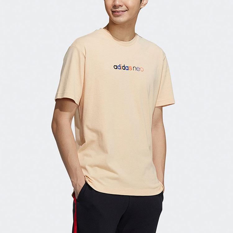 Adidas Neo Logo Embroidered Knit Sports T-Shirt Men Tops Amber-Yellow GP4828