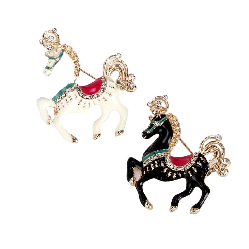 Fashion Zodiac Animal Enamel Horse Brooches For Women Clothing Coat Jewelry Accessories Gifts