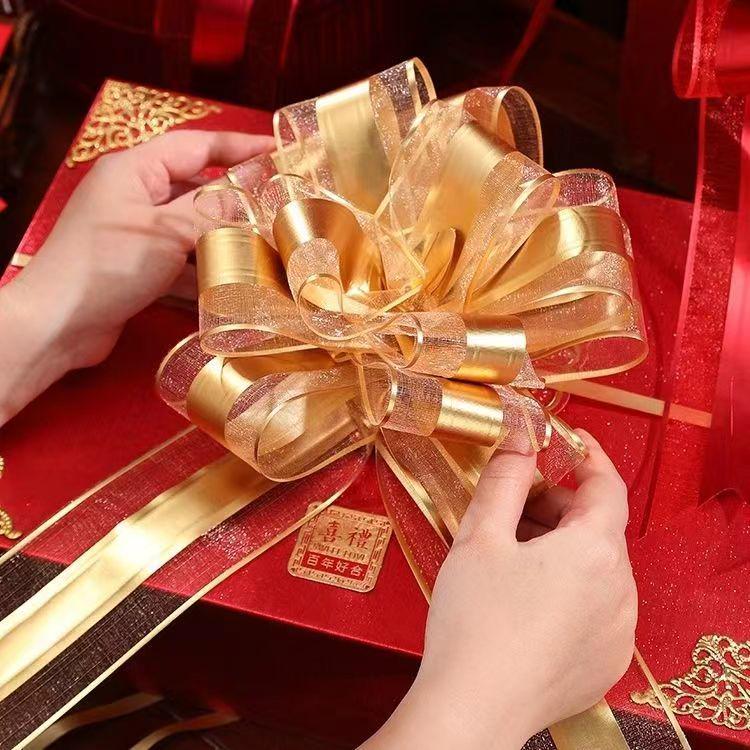 Shiny Double-Sided Red Ribbon Bow for Weddings, Gifts, and Events