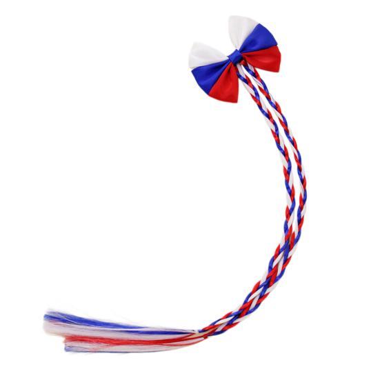 

Braided Hair Clips for Kids 2-in-1 Bow Headband Flag-Color Design Hairpin Soft Tassel