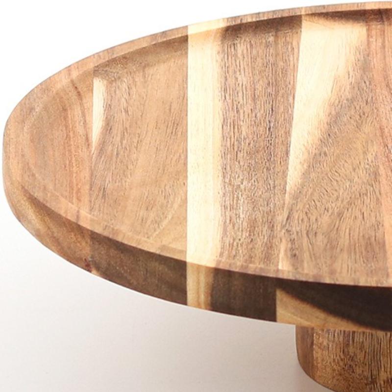 Solid Wood Fruit Bowl Tall Footed Food Cup Cakes Snack Plates Candy Dessert Circular Dinner Plate Kitchen Tableware Decor Dish