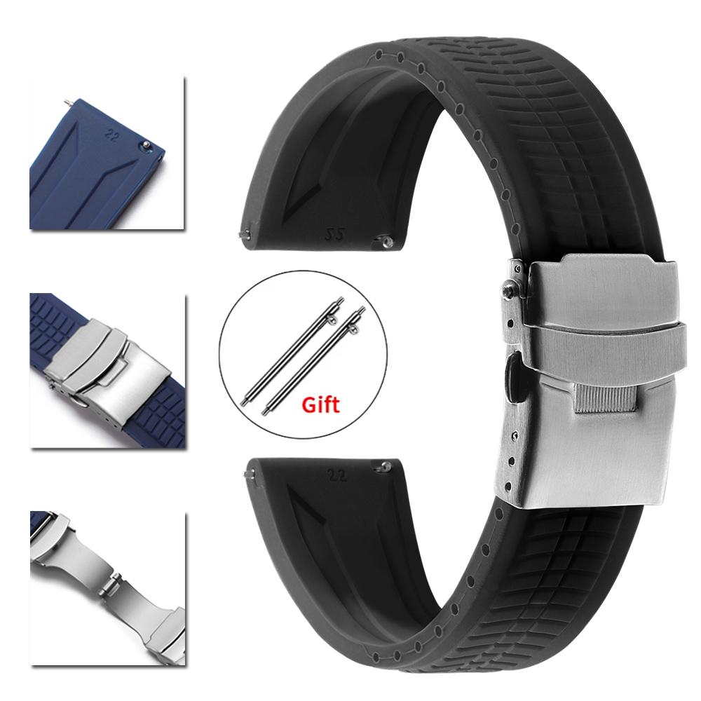 Silicone Strap 20mm 22mm 24mm for Seiko for Rolex Universal Bracelet Quick Release Replacement Bracelet Folding Buckle Wristbelt