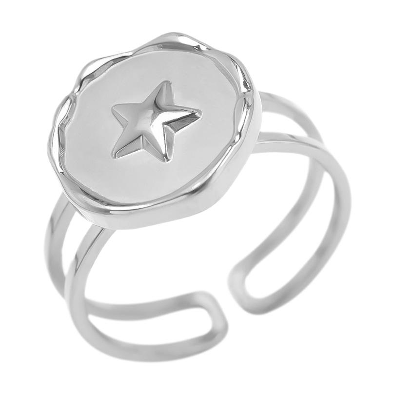 Geometria Semplice Moda Acciaio Inossidabile Anelli Aperti Per Donne Uomini Accessori Colore Argento Cuore Sole Rotondo Base Vuota Fai da Te Anillos