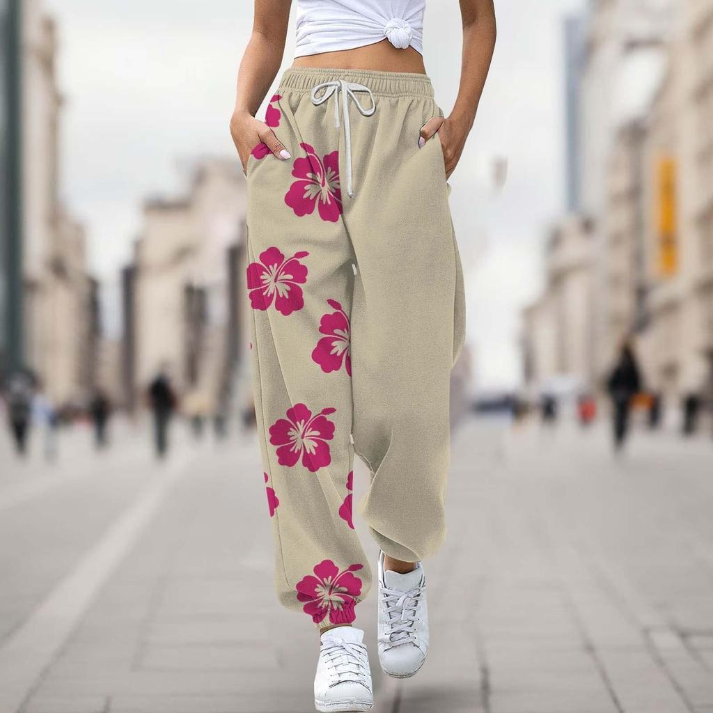 Women's Casual Fashion Print Casual Drawstring Elasticated Waist Drawstring Pants
