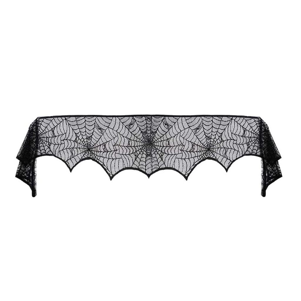 Halloween Style Horror Black Lace Table Cloth Elegant Dinning Tabletop Decoration For Home Hotel Shop