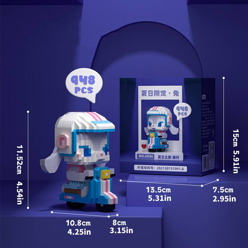 

Building Particles Blocks Puzzle Toy Abs Material Cartoon Rabbit Gift Diy Adults Electric Vehicle