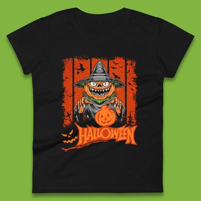 Halloween Kürbiskopf Vogelscheuche Jack O Lantern Kürbiskopf Horror Gruselig Vintage Retro Damen T-Shirt Herren Oberteile Unisex Oberteil