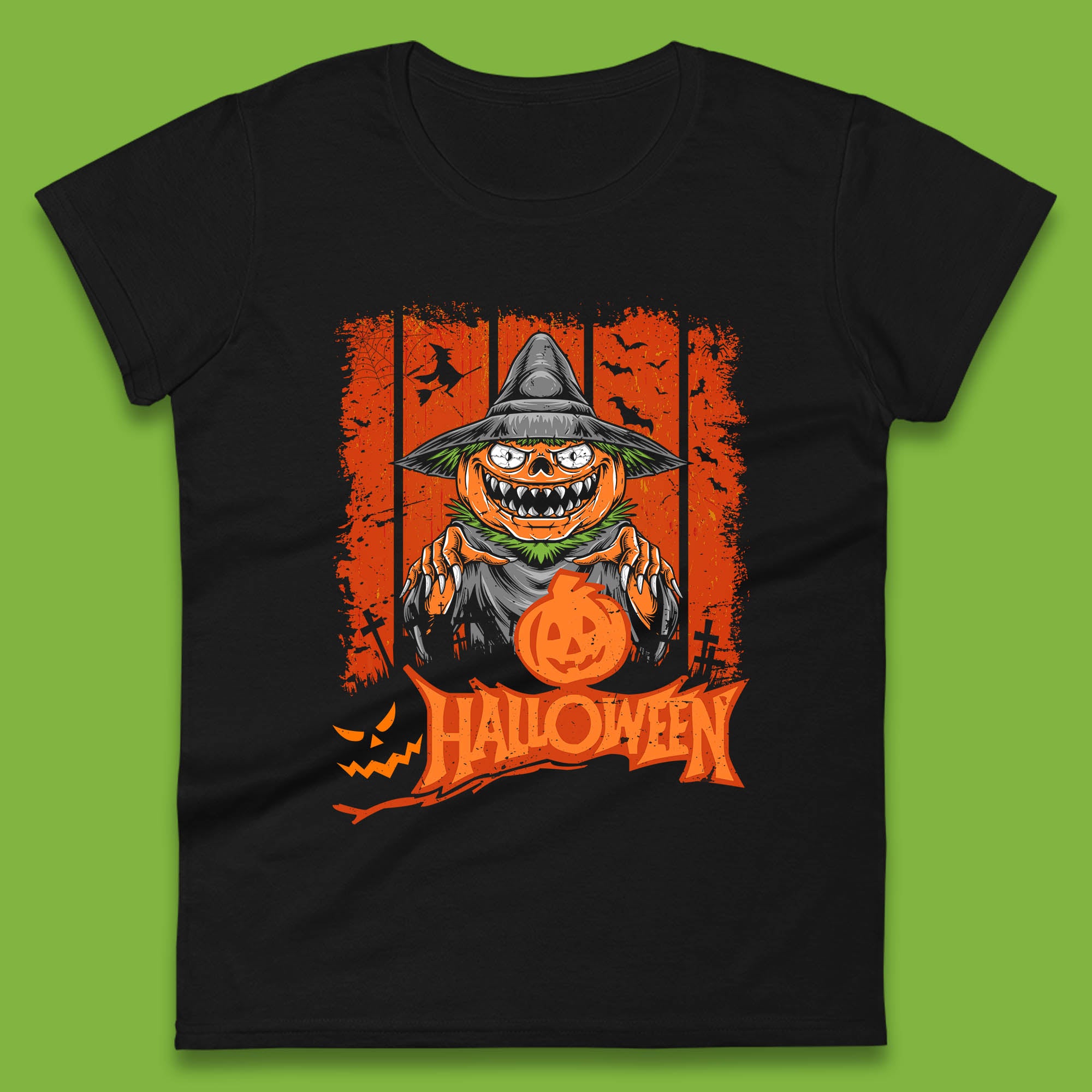 

Halloween Pumpkin Head Scarecrow Jack O Lantern Pumpkin Head Horror Scary Vintage Retro Womens Tee T Shirt Mens Tops Unisex Top S
