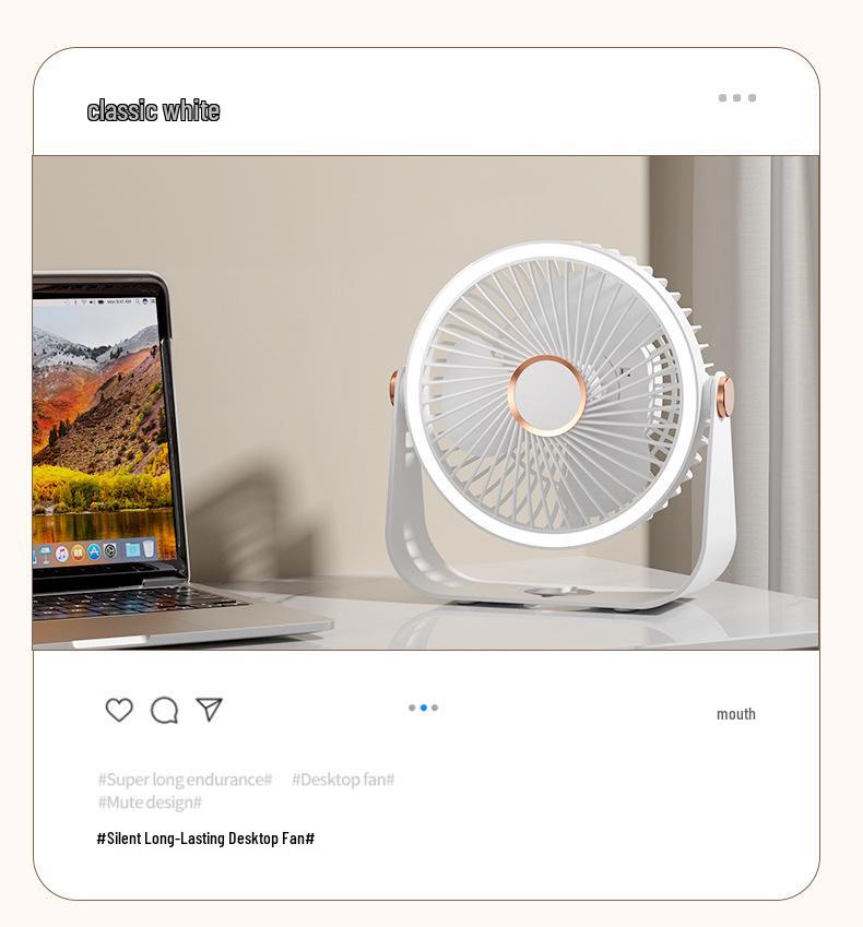 2026 Portable USB Charging Clip-on Desktop Fan with Light for Dorm Use
