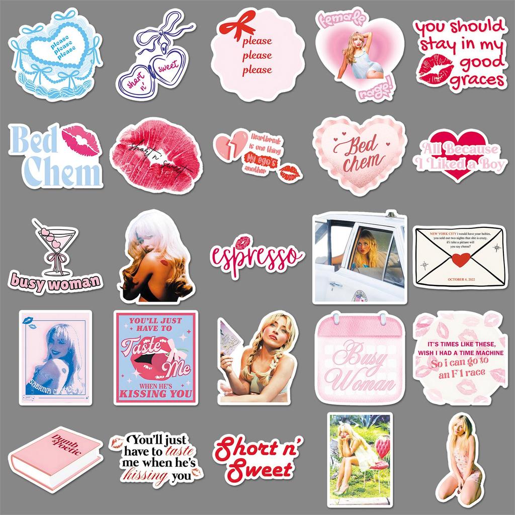 50 Sabrina Carpenter Stickers for DIY, Journals, Laptops & Phone Cases