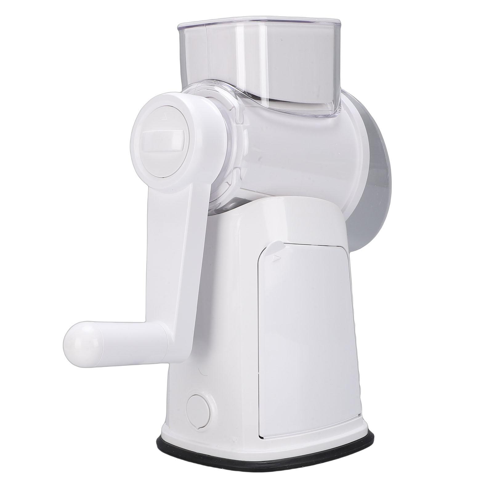 Rotating Cheese Grater with Handle Vegetable   Round Cutter Kitchen Food Chopper White 10 Blades