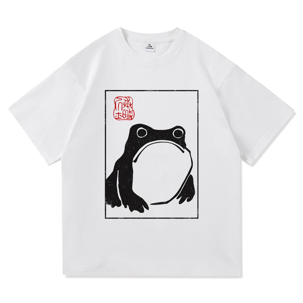 Vintage Unimpressed Frog T Shirt Fashion Men/Women Aesthetic Funny Japanese Anime T-Shirt High Quality Casual Cotton Tees Shirts