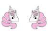 Silver Pink Unicorn Earrings Small Studs For Girl Enamel 925