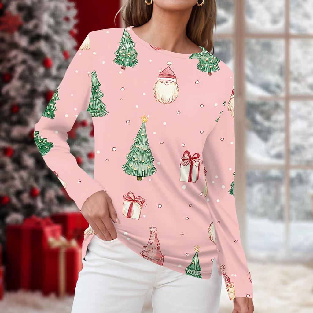 Women's Daily Casual Long-sleeved Printed O-neck Top