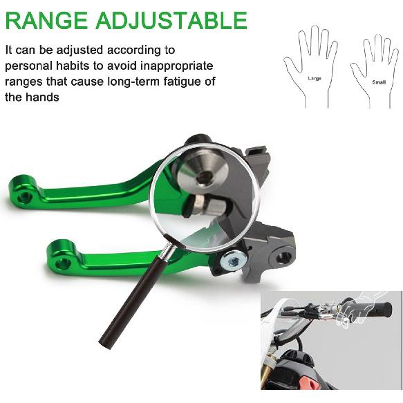 Motorcycle Brake Clutch Lever Pivot Levers Set Adjustable CNC for KX250F KX450F 2013-2018 KX250 2019-2020 Dirt Bike Green