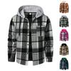 Men's Hooded Plaid Shirt Casual Loose Fit Jacket for Fall and Winter