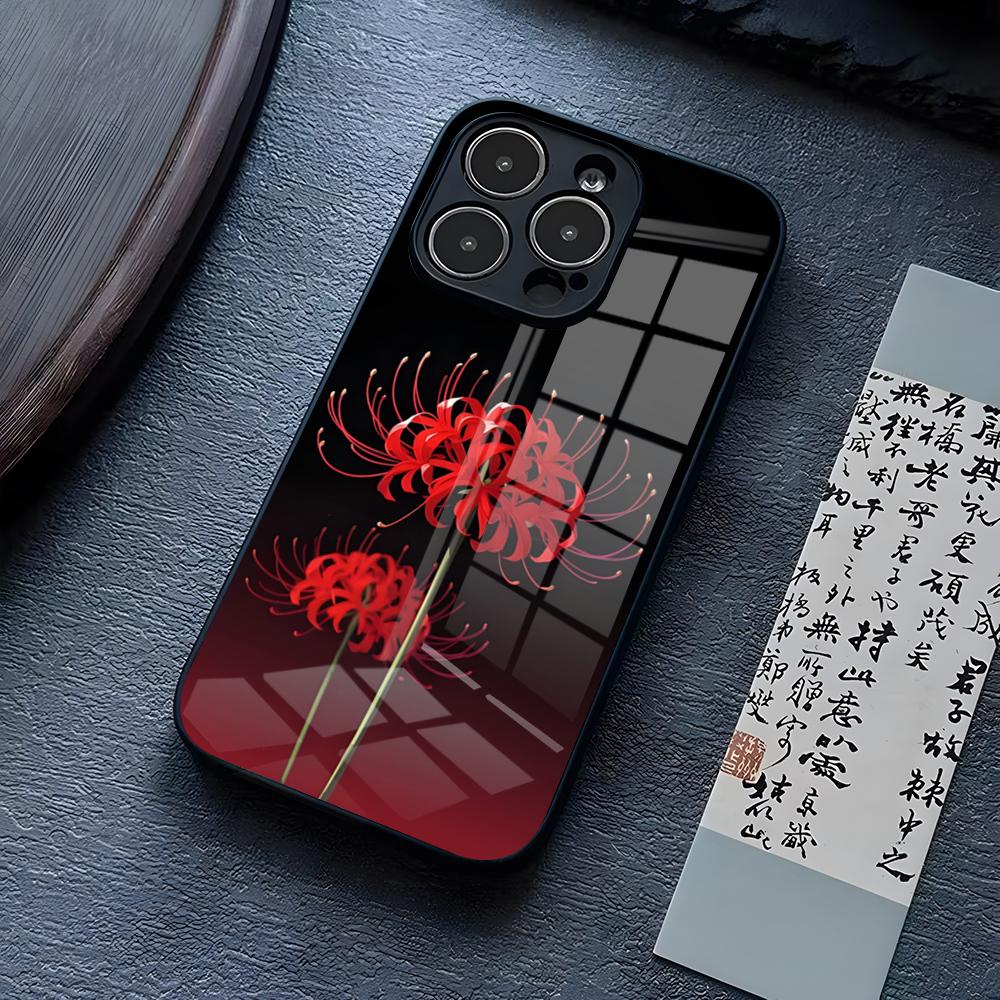 Red Spider Lily Flower Of Hell Phone Case For IPhone 16 Pro Max 17 14 15 Plus 13 Mini 11 12 X XR XS 8 7 Plus SE Glass Cover