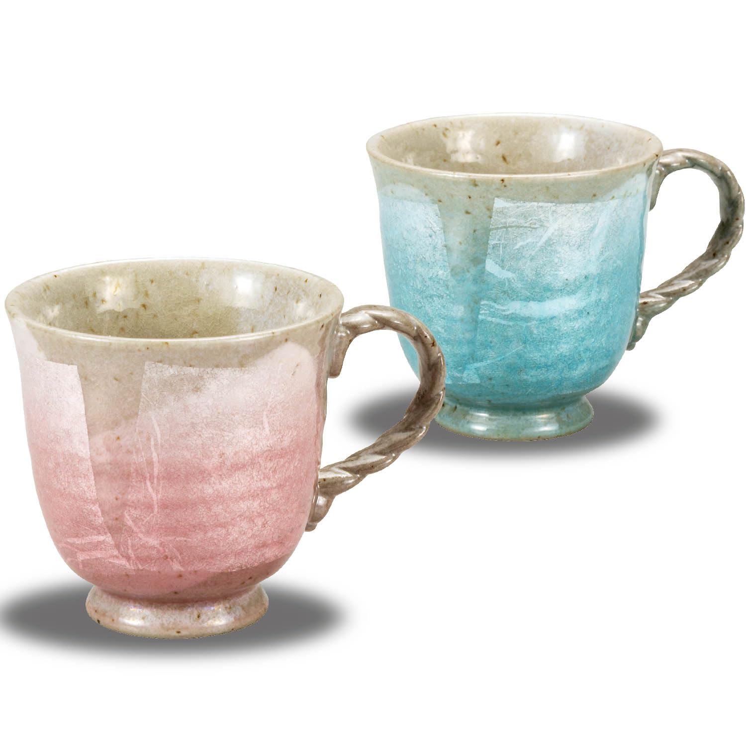 

Waza no Kura Stylish Pair of Mugs, Kutani Ware with Silver Glaze, Premium Pottery, Made in Japan