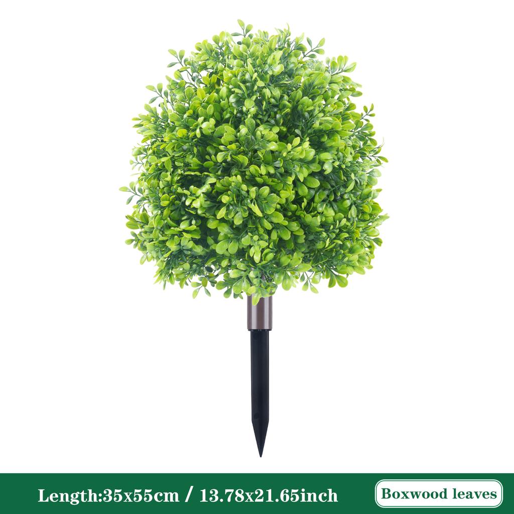 Uflower 1/2pcs Artificial Boxwood Topiary Ball with Spikes for Outdoor, UV Resistant Shrubs Plants, for Garden, Yard, Patio