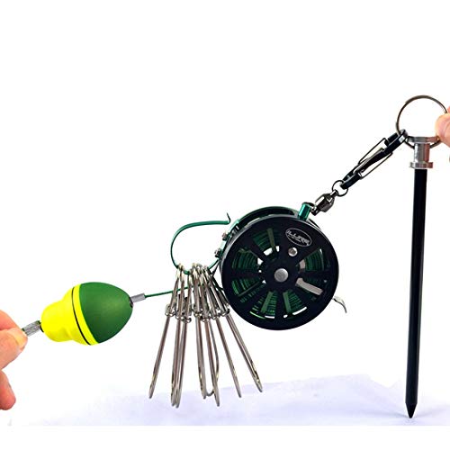 Dovhmoh Fishing String, Gar Stainless Steel, Fishing Lock Buckle with Reel, Live Fish Lock, Retractable Rope, and Float Carabiner