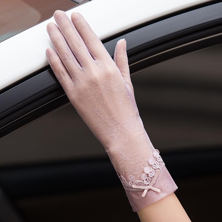 Spitzen-Schleife Touchscreen Sonnenschutz-Handschuhe für Damen – Atmungsaktive Sommerhandschuhe zum Fahren & Radfahren