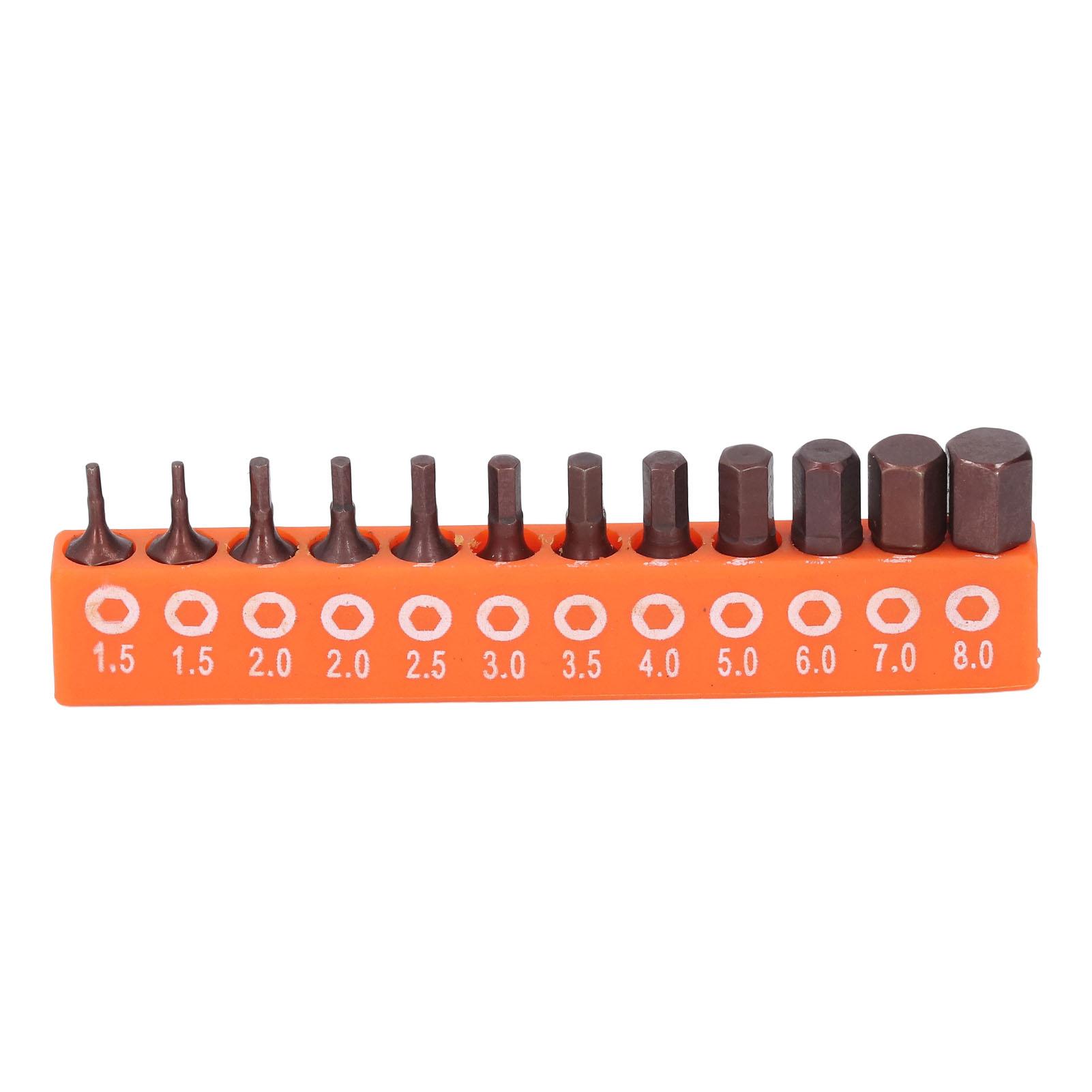 

12Pcs Hex Bit Set Metric 1/4 Shank for Drill Electric Screwdriver S2 Alloy Steel 25mm with Storage H