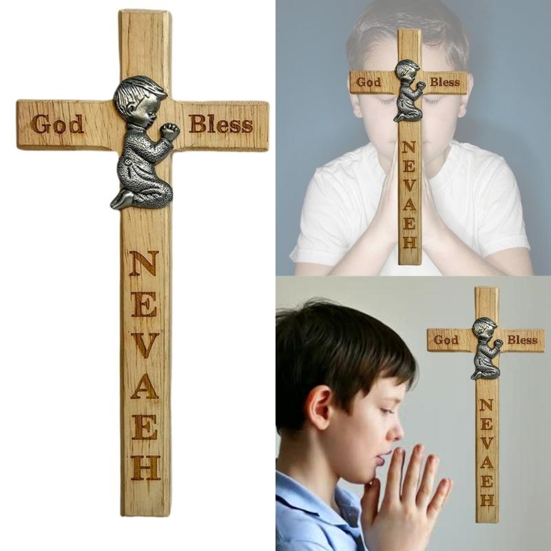 Crucifix Ornament Wood Blessing Gift For Children Easter Baptisms Or Birthday Present Safe and Friendly