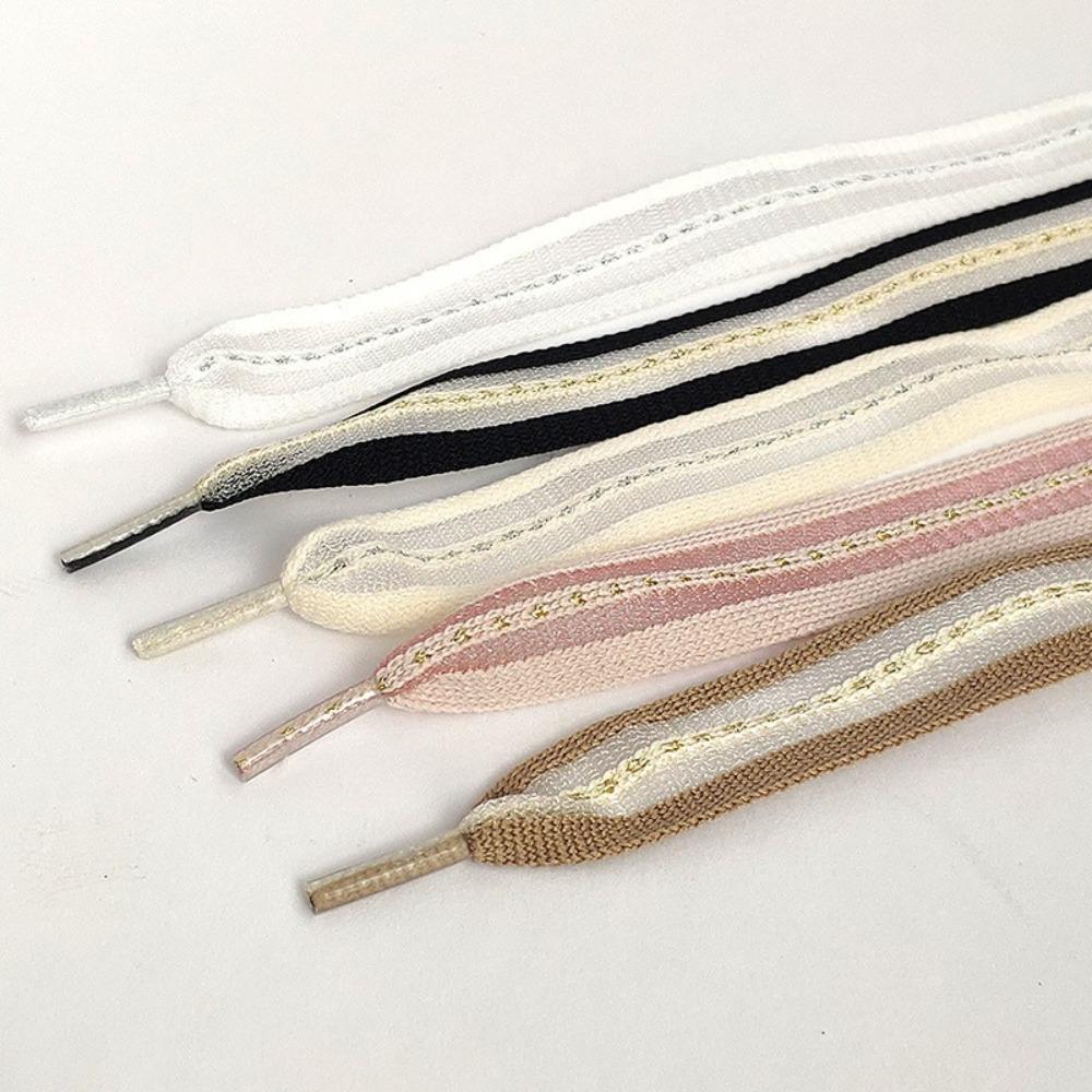 New 2cm Bow Wide Rope Ultra-thin Solid Color Snow Yarn Shoe Laces Satin Silk Ribbon Low-top Canvas Shoe Laces