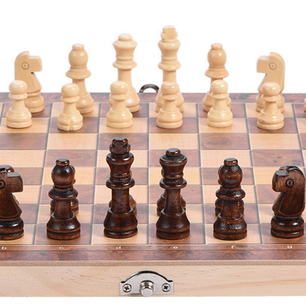 3in1 Portable Wooden Chessboard Folding Board Chess Game For Party Family Activities (29*29cm)