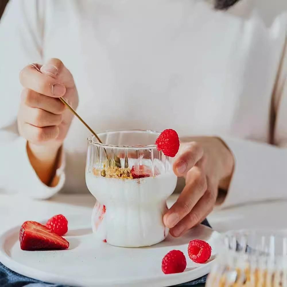 Vertical Pattern High Borosilicate High Temperature Resistant Glass Milk Coffee Glass Chubby Retro Water Cup Juice Single Layer Cup