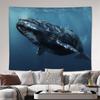 Whimsical Whale Deep Sea Tapestry, Polyester Satin Wall Hanging For Bedroom Living Room Office Decor