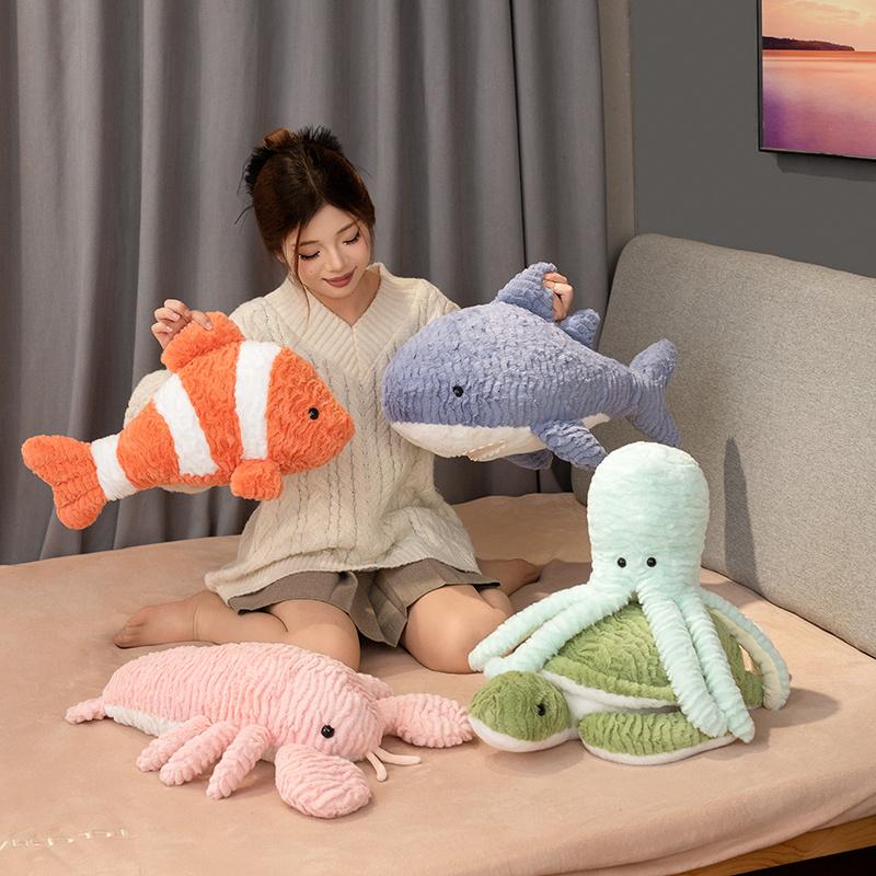 Creative Marine Life Series Octopus Fish Turtle Octopus Shark Lobster Plush Toys Funny Animals Dolls Christmas Gifts For Kids
